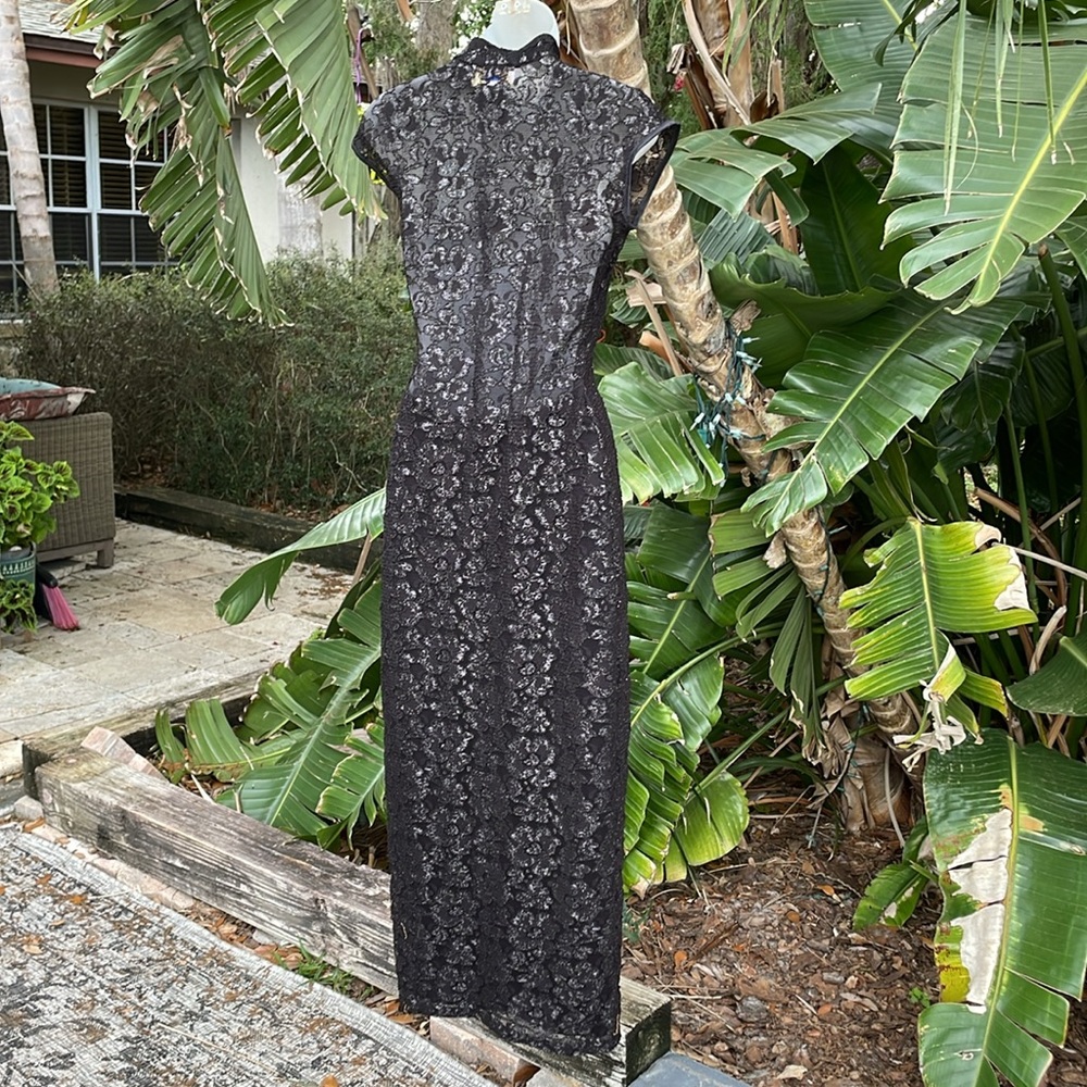 Cache metallic lace,sheer cheongsam column cocktail dress - Picture 5 of 10